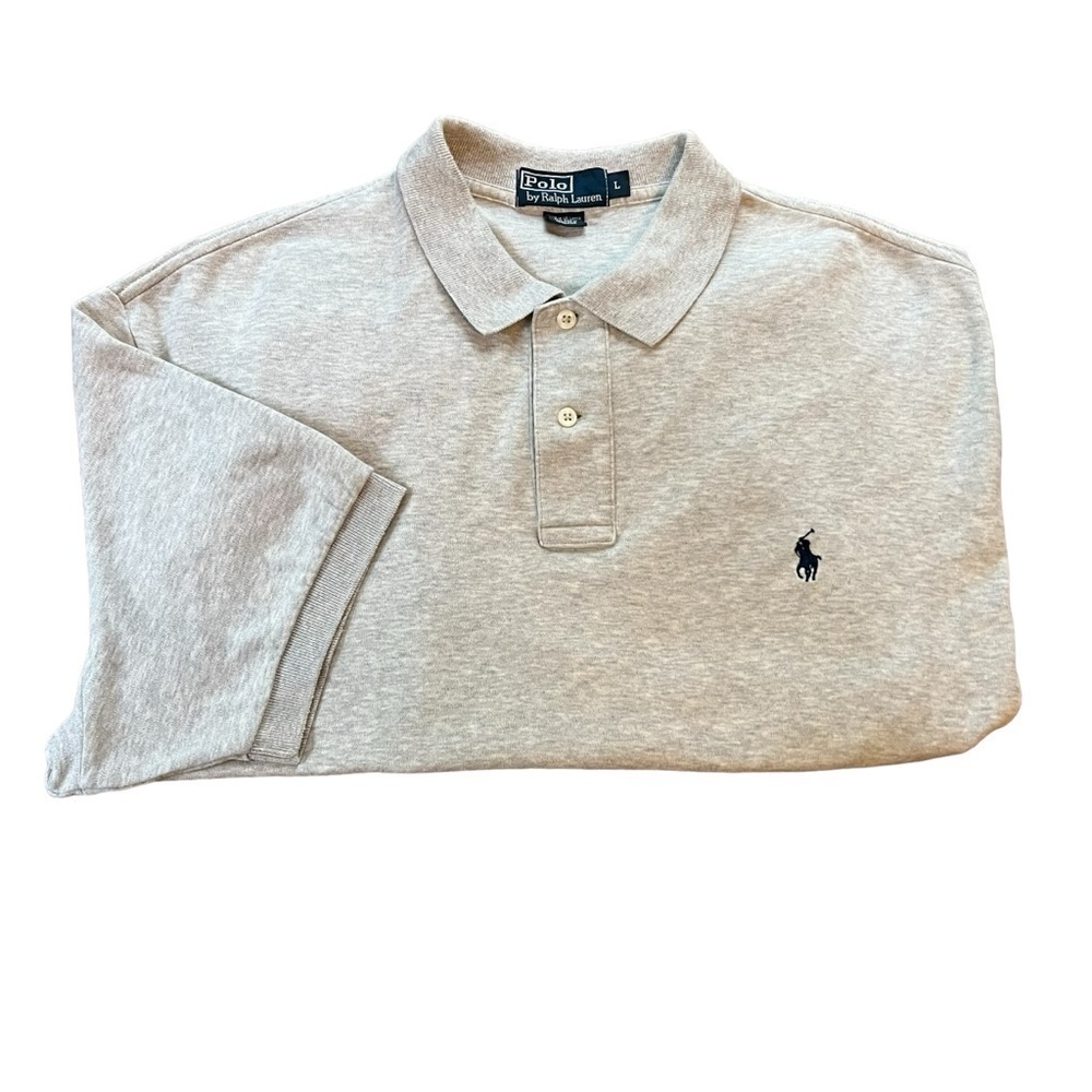 Men’s Polo Ralph Lauren Classic Heather Gray Short Sleeve Collar Shirt Size L